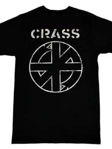 Highly Stylish Crass Logo T-Shirt Short Sleeve Cotton For Women And Men, Full Size S To 5XL BE1501, Looks Amazing When Worn! - 黑色 - 查看 1