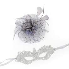 Máscara de encaje de fascinador estilo vintage de los años 20 para mujer, para carnaval, fiesta, Mardi Gras, baile de graduación (los accesorios para el cabello y las máscaras son desmontables) - Multicolor - Ver 20