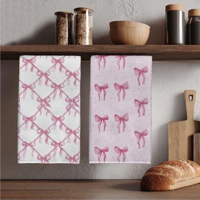 2pcs Butterfly Theme Kitchen Towels, Pink Watercolor Butterfly Seamless Pattern, Rectangular Super Soft Fiber Kitchen Towels, Dish Cloths, Cleaning Rags, Hand Towels, Cooking Baking Tea Towels, Kitchen Decor, Housewarming Gift, Birthday Gift, Bathroom Cleaning Wipes, Decorative Towels