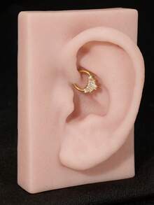 1 chiếc khuyên mũi/khuyên tai daith/khuyên tai helix/khuyên tai tragus/khuyên tai sụn/khuyên tai vòng bằng thép titan cấp độ cấy ghép 16G, năm viên đá zirconia hình lăng trụ/Quà tặng cho nữ - Nhiều màu - Xem 3