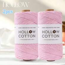 300g Sợi cotton rỗng dùng để móc thủ công các sản phẩm như túi xách, mũ, gối, 150g * 2 cuộn = 300g - Bông rỗng 2 trục - Xem 28