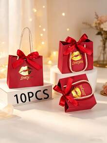 10pcs/Set Handled Thank You Gift Bags, 5.5 X 2.4 X 4.7 Inches, Gold Foil Thank You Small Paper Bags For Party, Gift, Christmas, Wedding, Birthday (Pink) - View 23