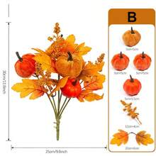 Autumn Harvest Festival Artificial Pumpkin & Maple Leaf Bouquet, Thanksgiving Fall Decor Ornament - Multicolor - View 8