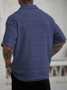 Camisa tipo polo de estilo urbano y retro para hombre, adecuada para primavera, verano y otoño - azul real - Ver 2