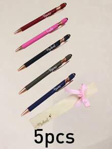 Bolígrafo con nombre personalizado, elegante estilo Aurora, bolígrafo de escritura con tarjeta de regalo con cinta, bolígrafo de firma personalizado para oficina, escritorio, diario, notas con lazo & caja de regalo, regalo personalizado para maestro, colega, graduación, cumpleaños, recuerdo único personalizable - Estilo D - Ver 38