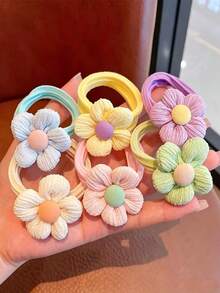 6 piezas Diadema con lazo y flor de unicolor estilo dulce - Cinta para cola de caballo y accesorios, accesorio de cabello lindo para todo el año, adecuado para moños, bodas, citas, vacaciones, uso diario, accesorio de cabello elegante - Multicolor - Ver 2