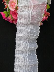 7cm de ancho Volante de encaje de gasa DIY fruncido para ropa, dobladillo de vestido, textiles para el hogar, disfraces - Blanco - Ver 6