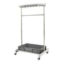 RainWeel Broom And Mop Holder, Freestanding Mobile Cleaning Tool Storage Rack, Mop And Broom Holder With 5 Mop Holders & 12 Hooks, Floor Standing Cleaning Tool Cart Storage For Home, Garden, Garage, School, Hospital - Silver + Gray - View 6