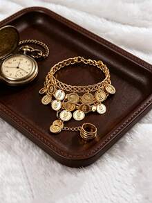 Women's Bracelet With Triangular Coins For Belly Dancing, Paired With Dance Or Evening Gowns, Exquisite Makeup, Aristocratic Attire, And Hairstyles, Making It More Prominent; Participating In Dance Performances, Wedding Banquets - Multicolor - View 3