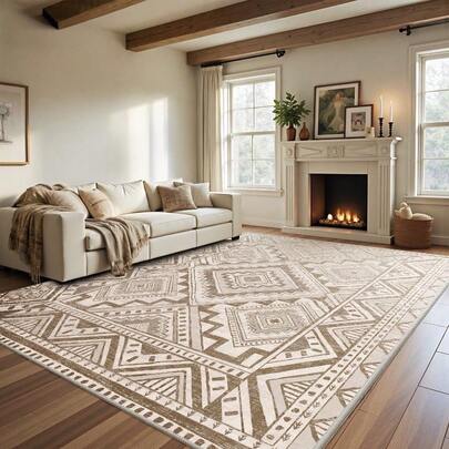 CHITOOMA 8'x10' Area Rugs Living Room, Washable Boho Moroccan Rug Soft Vintage Distressed Geometric  Area Rug Bedroom Dining Room Office With Non-Slip Backing, Stain Resistant Non-Shed