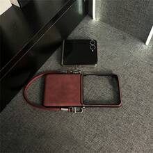 經典酒紅色手機殼附防丟掛繩，相容 Galaxy ZFlip7 Flip8 Z Flip6 ZFlip 5 Zflip6 Zflip5，防震後蓋保護殼 - 酒紅色 - 查看 6