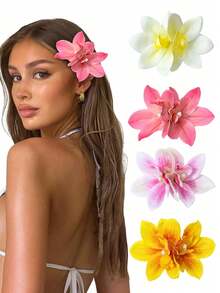 Bohemian Style Hawaiian Floral Hair Clips, Artificial Orchid Decorative Hairpins, Elegant Summer Hair Accessories, Perfect For Beach Party, Holiday, Wedding Ceremony And Daily Casual Outfits - Màu ngẫu nhiên - Xem 1