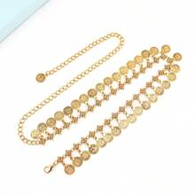 1pc Vintage Coin & Tassel Decor Waist Chain, Fashion Accessory For Dress, Belly Dance,Gold Jewllery - Multicolor - View 3