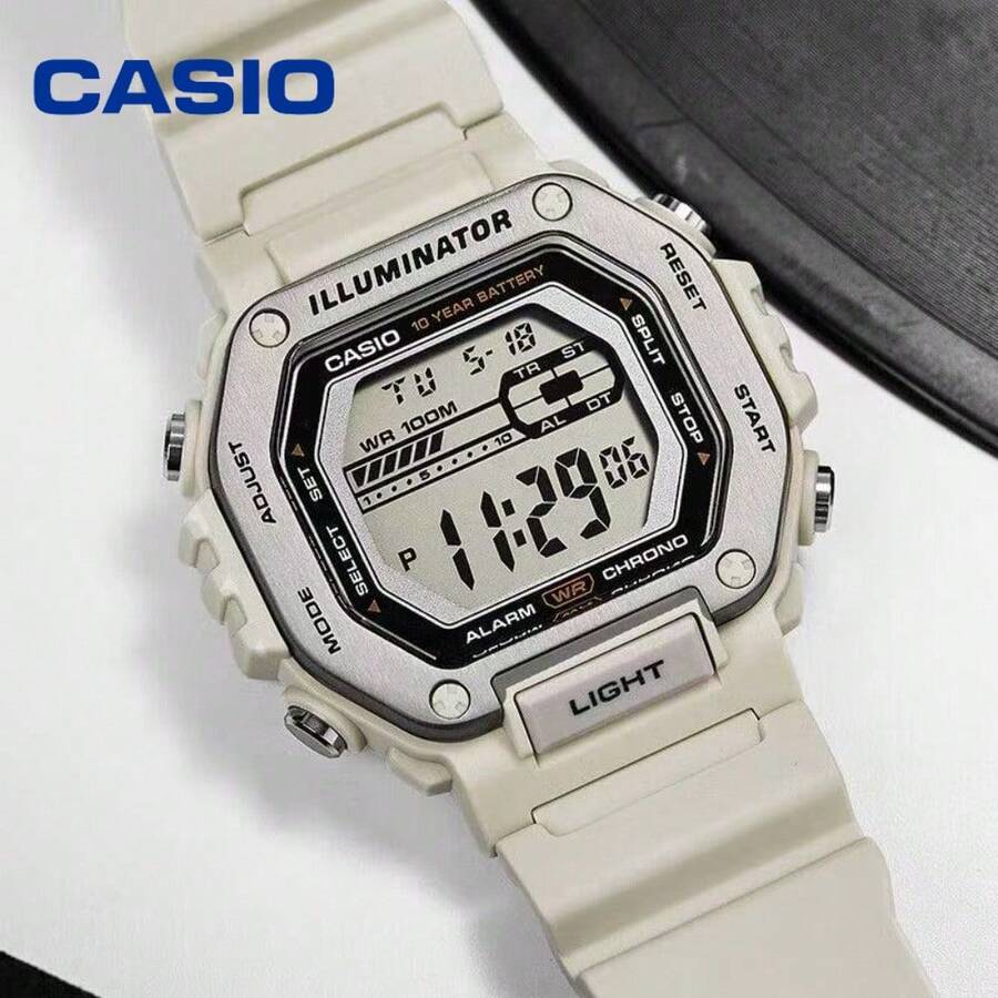 Đồng hồ đeo tay tối giản WD-110H-8A màu xám nhạt, chống nước, hiển thị lịch, phù hợp cho cả nam và nữ, thích hợp đeo hàng ngày. - Một cỡ - Xem 1