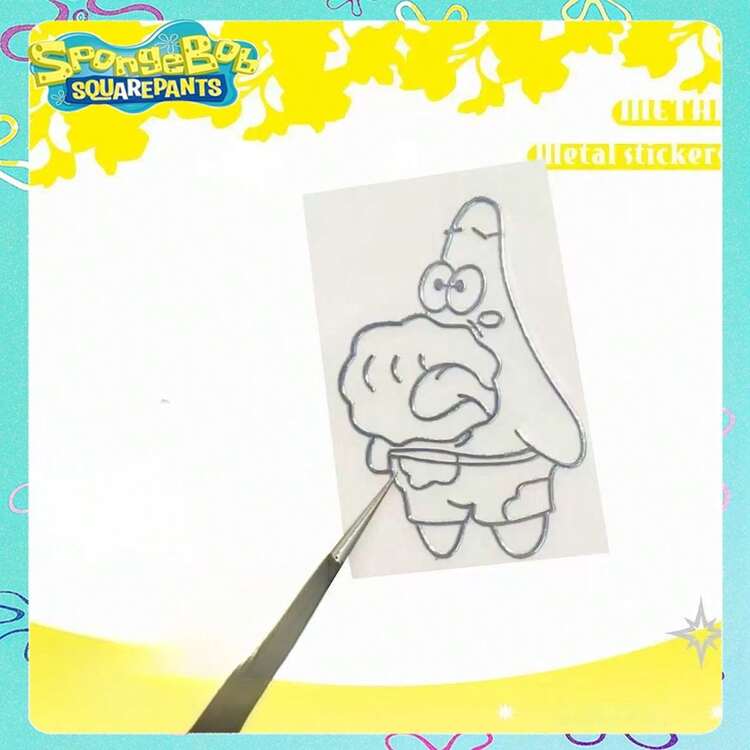 SpongeBob SquarePants 5 piezas, Pegatinas metálicas divertidas con temática de Bob Esponja, papel brillante resistente al agua, pegatinas para cuadernos y computadoras, diseño humorístico, fácil de despegar y pegar, adecuado para regalos de fiestas infantiles, suministros para fiestas de Pascua y decoración de habitaciones. (Estilos aleatorios) - Multicolor - Añade 5