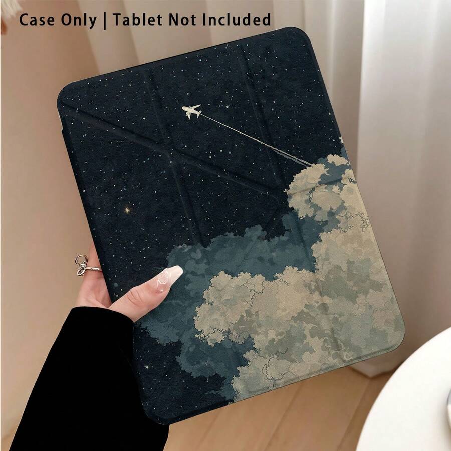 飛機與雲朵圖案彩繪效果平板保護殼附支架,相容 Honor 8/9/10/X8/X8A/X9/X8Pro/X9Pro、MatePad SE 11 吋/MatePad 11 吋/11.5 吋、MatePad Pro、Apple 10代/11代 2025 (A16)、Galaxy Tab A7/A9 及其他熱門機型 - 款式4 - 查看 1