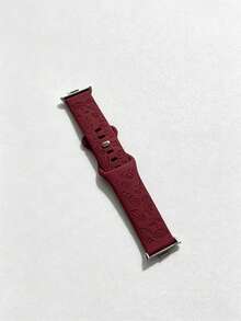 1pc Women's Silicone Watch Band, Compatible With Redmi Watch 6/5/4, Rose Embossed Pattern, Casual Breathable Silicone 8-Shaped Buckle Strap, Wristband Accessory Compatible With Mi Band 8Pro/9Pro - Burgundy - View 6