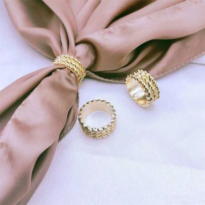 1pc Minimalist Vintage Gold Color Ring Alloy Scarf Buckle, Hollow Braided Versatile Shawl Clip, Fashion Accessory Gift For Women, Girlfriend