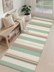DAJIANG 1pc Bohemian Style Striped Long Kitchen Floor Mat, Outdoor Rug Suitable For Bathroom, Kitchen, Outdoor, Indoor, Hallway, Bedroom, Living Room, Machine Washable, Easy To Clean, Non-Slip Bottom, Suitable For Bedroom Decor, Japanese/Nordic Style Room Decor, Holiday Bathroom Decor, Decorative Rug, Bathroom Accessories, Outdoor Decor - Multicolor - View 7
