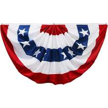 4th Of July Decorations,American Bunting Outside,Fourth Of July Bunting Flags Patriotic Memorial Day Decorations,USA Flags Pleated Fan 1.5x3 FT,Red White And Blue Buntings - 1,5x3,0 feet, 1 gói - Xem 2