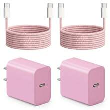 20W墙充套装，USB-C转Type-C充电适配器，配100厘米尼龙编织防缠绕充电线，兼容 17/16/15 Pro Max Plus，便携式充电套装 - 粉色 - 美規A型插(110-127V) - 查看 9
