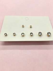 14K镀金立方氧化锆耳钉，男女通用，不锈钢镀银/镀金耳环，3-4-5-6毫米圆形仿钻CZ耳钉，日常佩戴 - 如圖所示 - 查看 9