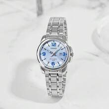 Casio 2pcs/Set Casual Women's Analog Watches, Blue & Pink Dial Stainless Steel Band, 50M Waterproof Date Function, Ideal For Daily Rotation & Different Outfits - one-size - View 6