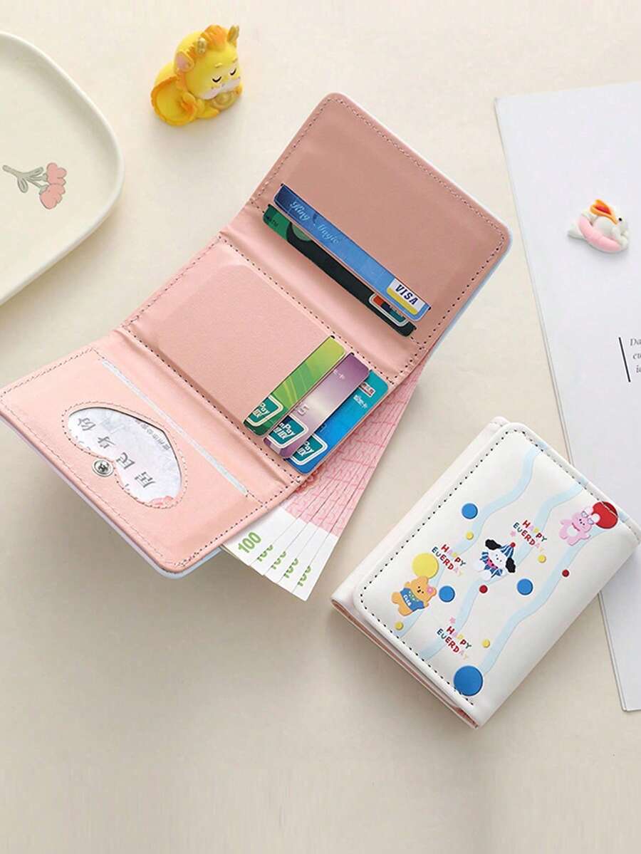 Ví mini in hình, ví đựng thẻ dung lượng lớn dễ thương, ví gập ba hình hoạt hình, ví đựng tiền xu nhiều ngăn nhỏ gọn chống trộm. - Nhiều màu - Xem 1