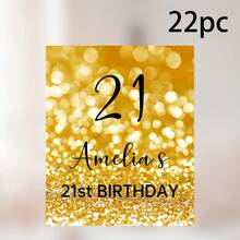 5/11/22件装香槟酒瓶生日礼物定制标签，可定制文字，金色纸屑里程碑生日葡萄酒标签，“80岁，魅力四射”，定制生日葡萄酒，生日香槟迷你瓶，伴娘个性化香槟礼物 - 彩色 - 查看 48