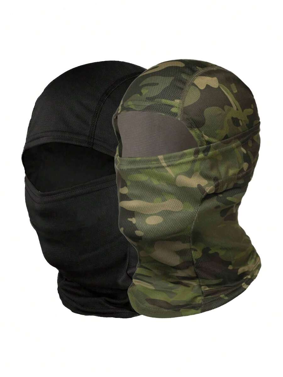1/2pcs Unisex Balaclava Hat, Solid Color & Printed Combination, Single Hole Ski Mask, Outdoor Cycling Sun Protection Dust-Proof Cap, Suitable For Daily Wear,Beach,Holiday - Style J - View 1