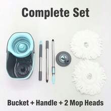 360° Spin Mop AndBucket With Wringer Set, Hands-Free Self-WringingFloor Cleaning System With 2 MicrofiberReplacement Heads, Adjustable 61" Handle ForHome Kitchen Bathroom Tile Hardwood - A - 查看 7