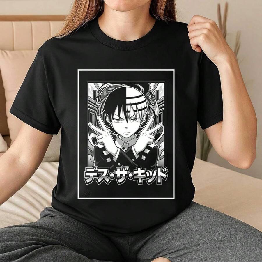 Soul Eater Death The Kid T-shirt, Japansk Anime Manga Grafisk T-shirt, Estetiska Vintage Streetwear-kläder, Otaku-kläder, Present för män och kvinnor, Grafisk T-shirt för män, Gymkläder för män, Toppar för män, Toppar för utekvällar, Höstkläder för män, Grafisk T-shirt, Söta Toppar, Toppar för kvinnor, Höstkläder för kvinnor, Perfekt julklapp för män och kvinnor - Svart - Visa 1