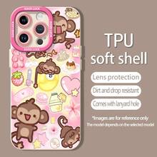 Lindos monos marrones sobre un fondo de dulces rosas.funda de teléfono Fundas compatibles con ,Apple,VIVO,OPPO,,, y Honor.Fabricadas en silicona TPU,ofrecen protección contra golpes y caídas. - Blanco - Ver 5