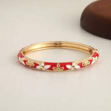 Hàng mới về: Vòng tay tráng men cloisonne dành cho nữ, kiểu dáng cổ điển Trung Hoa sang trọng. - Vàng - Xem 7