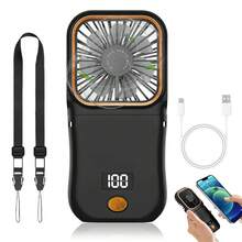 3000mAh Rechargeable Portable Neck Hanging Fan, 3-Speed Adjustable Square Foldable Handheld Fan With Digital Display, Long-Lasting Personal Cooling Fan, Ultra-Quiet USB Mini Fan Suitable For Travel, Outdoor, Office Desk - Multicolor - View 14