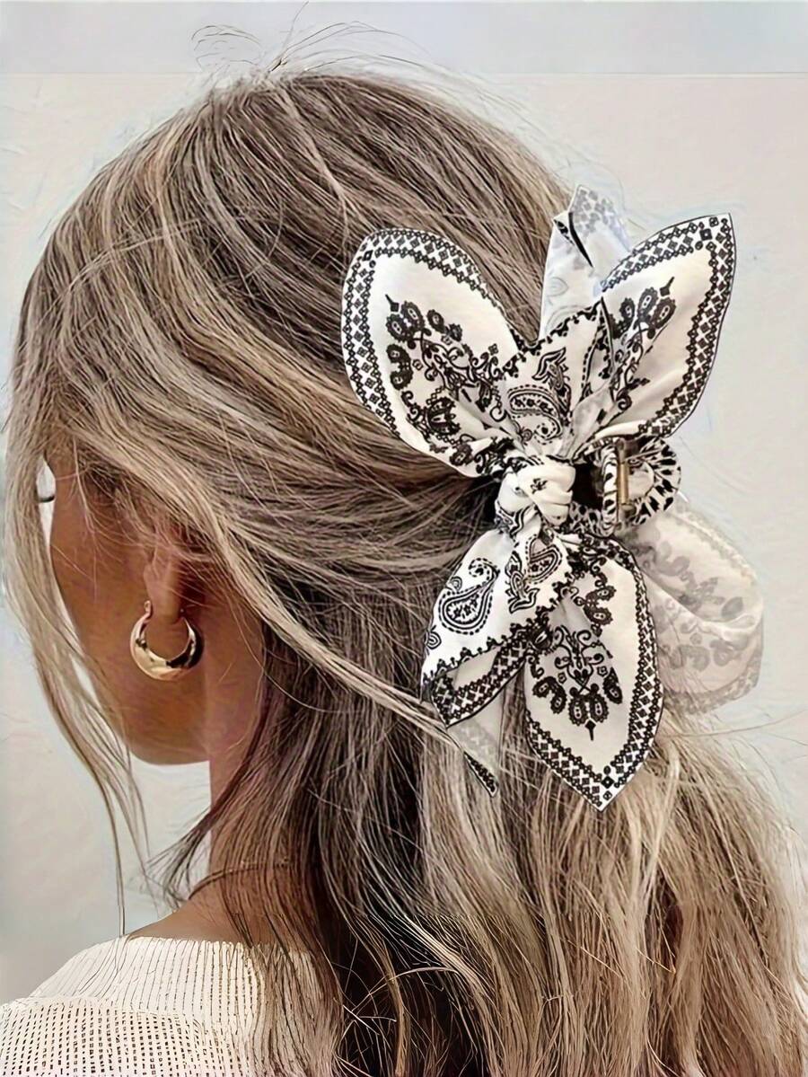 1pc Retro Colorful Abstract Pattern Hair Clip, Bohemian Style Hair Accessory Suitable For Thick Hair, Holiday Hair Decor - Multicolor - View 1