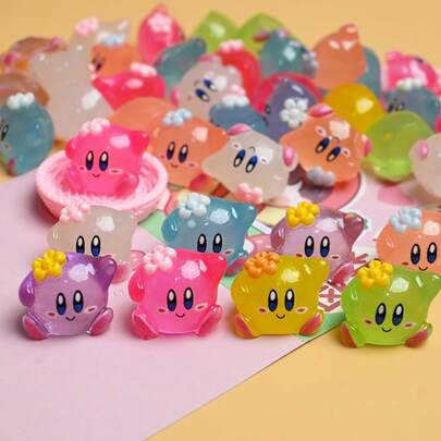 5pcs/Set Transparent Luminous 3D Cartoon Resin Accessories, DIY Desktop Small Decorations, Keychain Pendant, Assorted Styles, Suitable For New Year, Valentine's Day, Easter Gifts