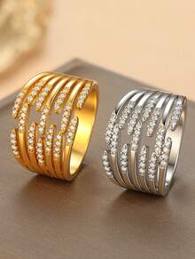 1 pieza Anillo geométrico ajustable, joyería de lujo para mujer - Anillo de garra - Ver 3