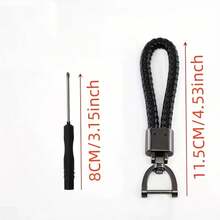 Cuerda multifuncional para llavero de coche, cuerda tejida desmontable hecha a mano con accesorio de colgante de gancho de metal - A - Ver 2