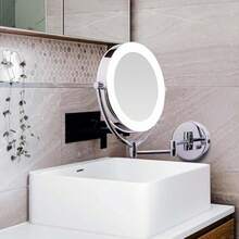 Espejo para Baño con Luz LED Espejo de Maquillaje con Aumento 1X/5X Antiempañante y Giratorio 360° Espejo Redondo con Brazo Extensible y Luz Blanca Regulable Recargable para Tocador - como en la imagen - Ver 7