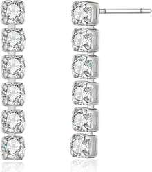 Simulated Drop Earrings Women - Cubic Zirconia Statement Tennis Earrings - And Sensitive Ears - - 3.5" Inch (Pave) - View 1
