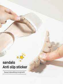 1 Pair Summer Gel Heel Grips, Non-Slip Invisible Friction Pads, Suitable For Sandals, High Heels, Wide Shoes And Other Footwear Accessories - Beige - View 2