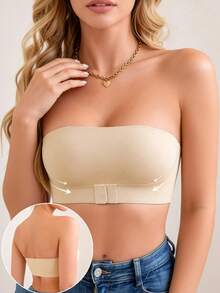 2pcs Women's Front Closure Strapless Push-Up Bra - Sexy Wireless Bandeau, With Adjustable Rubber Band, Seamless Invisible Lingerie, Suitable For Daily Wear - Multicolor - View 5