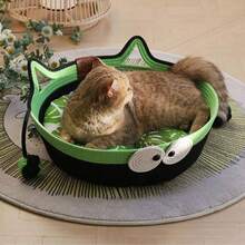 Green-Eyed Pet Bed - All-Season Cat & Dog Bed With Dual-Color Toy Balls, Cute & Adorable Pet Nest, Removable Plush Pad, Suitable For Small & Medium Pets - Multicolor - View 5