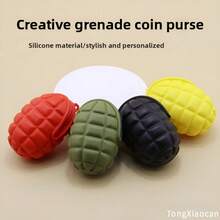 Silicone Tactical Coin Wallet In Grenade Shape, Mini Zipper Bag, Innovative Gift For Male Gamers, Durable Small Wallet For Daily Travel - A - View 1