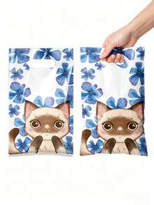 25/50pcs Cat Pattern Canvas Tote Bags, 4 Cute Kitten Designs, Cartoon Cat Gift Bags, Suitable For Spring/Summer Parties, Weddings, Bridal Showers, Birthdays, Baby Showers, Great For Cat Lovers - View 8