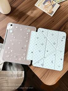1个：优雅波点和音符Y型折叠透明亚克力保护壳，适用于iPad 11 A16/10/9、Air 11 2026 M4、Pro 11 2025，全角保护，支持自动唤醒/睡眠，中性设计，适合办公/学习/送礼，多角度支架，非磁性保护壳 - 藍色 - 查看 6