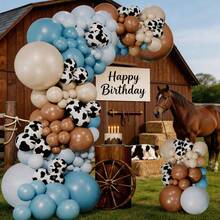 115pcs Farm Theme Balloon Garland Arch Set, Red, Blue, White Latex Balloons, Suitable For Wedding, Harvest Party, Barn Yard, Country Western Cowboy Birthday Party Supplies Decoration - Multicolor - View 10
