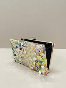 Túi xách dự tiệc thêu hoa đính sequin (mẫu ngẫu nhiên, độc đáo), túi cầm tay thời trang thanh lịch và tinh tế dành cho nữ với dây xích kim loại, phù hợp cho tiệc tùng, đám cưới, dạ hội, lễ hội Halloween, túi đeo chéo nhiều màu sắc. - Nhiều màu - Xem 4