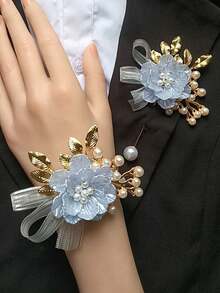 2pcs/1pc Elegant Shell-Shaped Alloy Brooch And Wrist Corsage, Suitable For Groom, Bride, Wedding Decoration, Formal Party - A - View 18